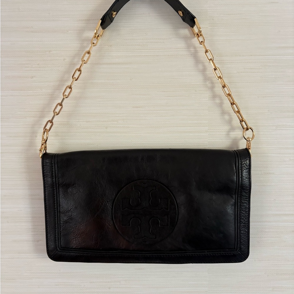 Tory Burch Black Leather Chain-Handle Bag
